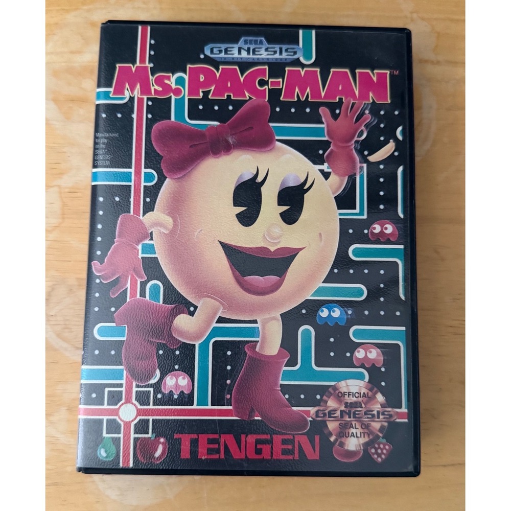 Ms. Pac-Man Sega Genesis Tengen 1991 CIB Complete With Manual Tested Arcade Game